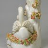 Staffordshire pottery swans spill vase, circa 1860