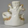 Staffordshire pottery swans spill vase, circa 1860
