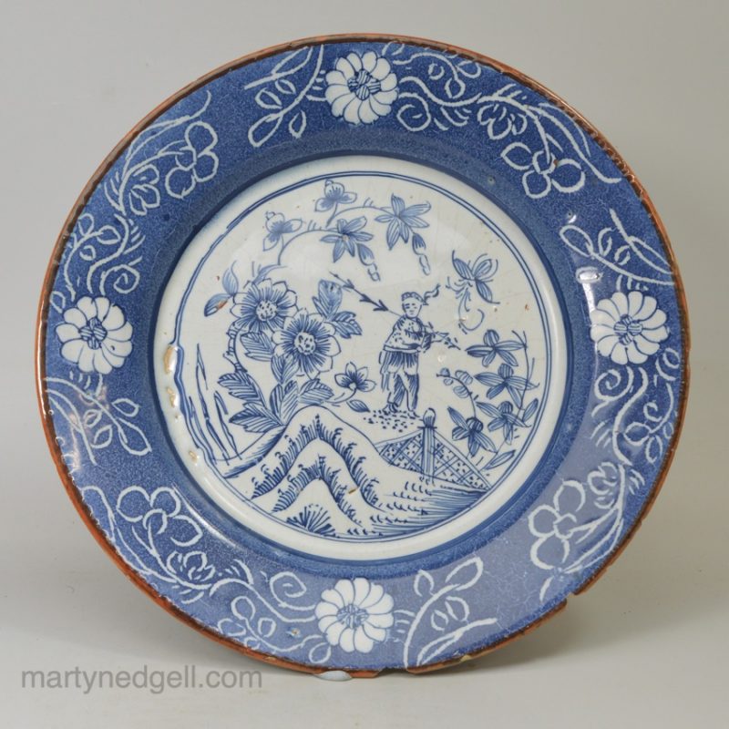 Pearlware pottery cow creamer decorated with colours and sponging under the glaze, circa 1820