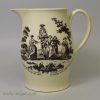 Creamware pottery jug decorated with prints 'THE ANGLERS' and 'The may-day of life is for pleasure', circa 1790