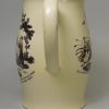 Creamware pottery jug decorated with prints 'THE ANGLERS' and 'The may-day of life is for pleasure', circa 1790