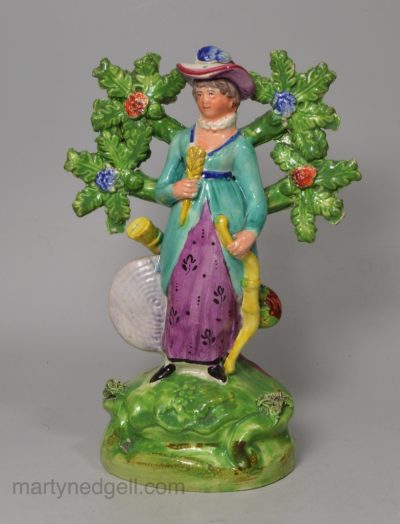 Staffordshire pearlware pottery bocage figure of the archer, circa 1820