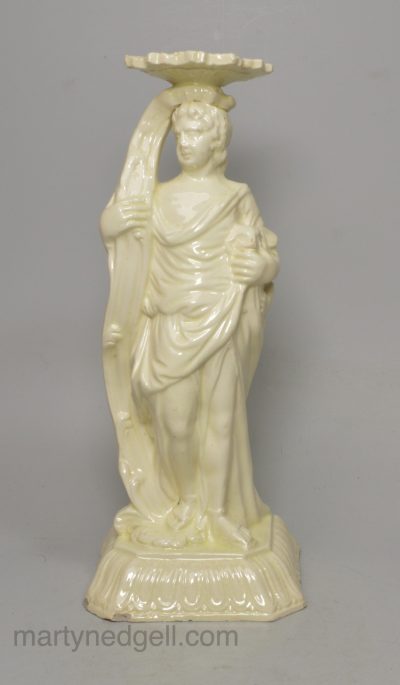 Creamware pottery candlestick, circa 1780