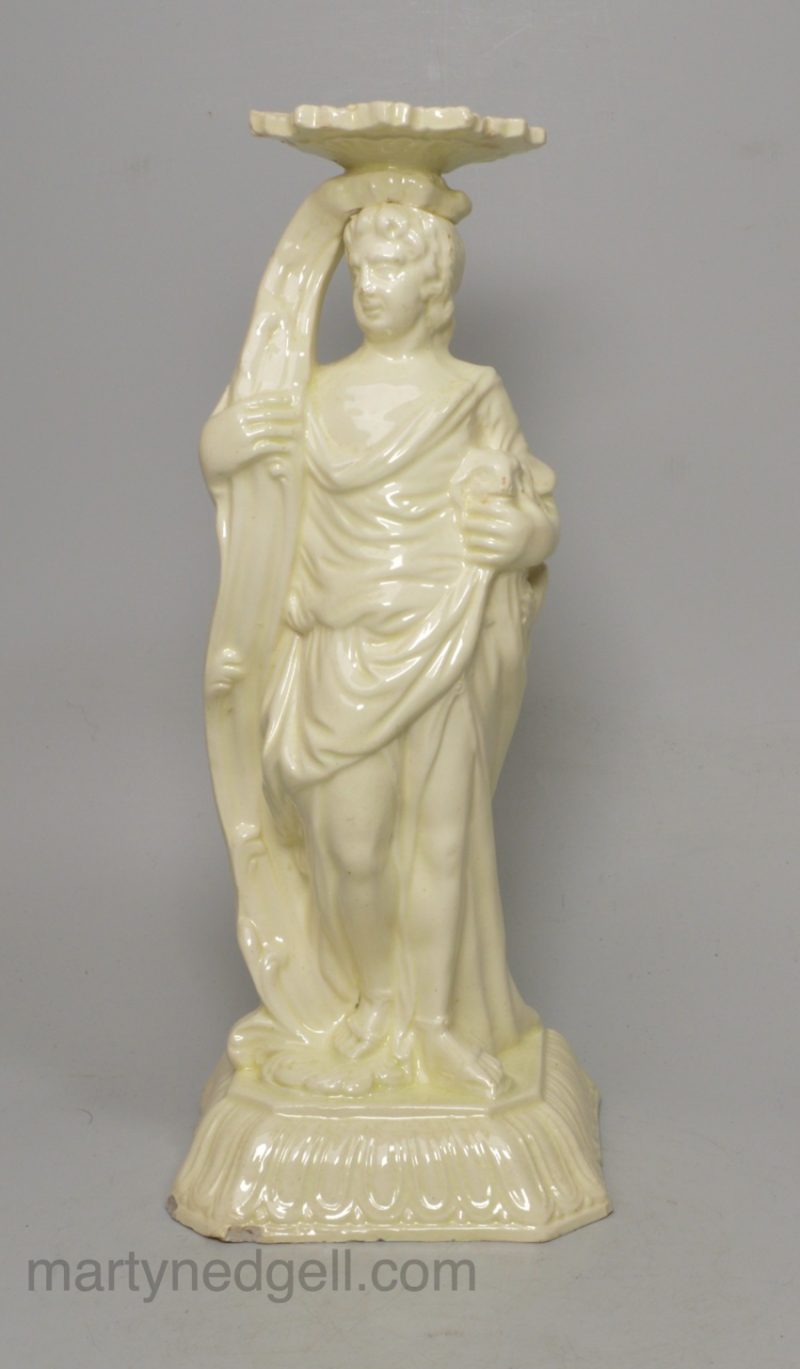Creamware pottery candlestick, circa 1780