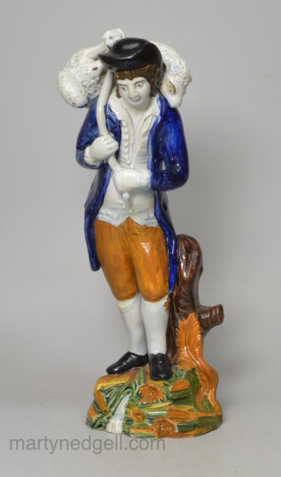 Prattware pottery figure 'The Lost Sheep Found', circa 1820