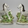 Pair of Victorian Staffordshire zebras, circa 1880