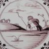 London delft tile painted in manganese, circa 1750