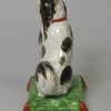 Staffordshire pearlware pottery dog decorated with overglaze enamels, circa 1820