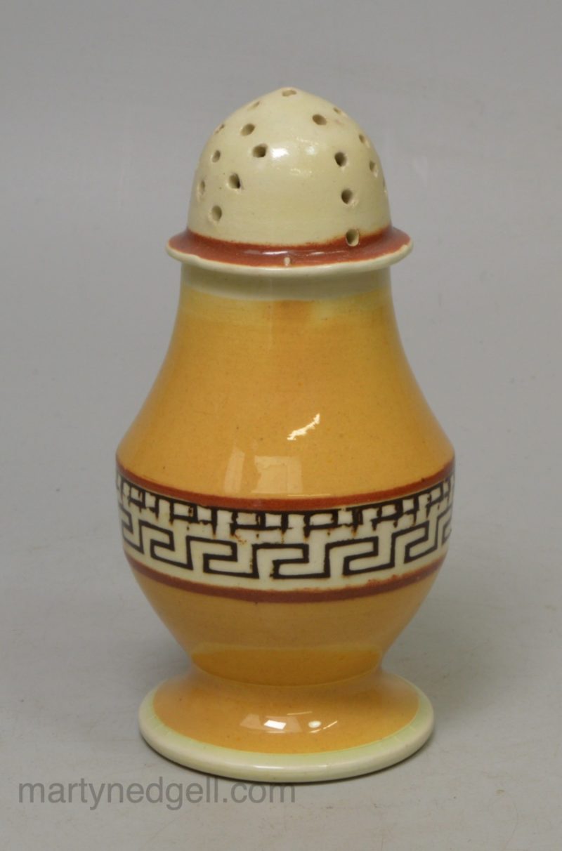 Mochaware pottery pepper pot, circa 1820