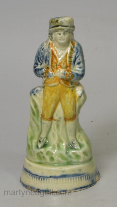 Pearlware pottery figure decorated with colours under the glaze, circa 1790
