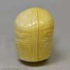 Canary yellow toy cradle with original linen mattress made probably by the first owner, circa 1820