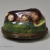 Rare Bilston enamel stag or reindeer bonbonniere, circa 1770