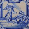 Dutch Delft biblical tile, an angel appears to Peter in chains, circa 1750