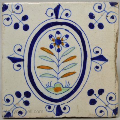 Dutch Delft tile polychrome, circa 1680