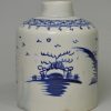 China glaze pottery tea canister decorated in blue under a pearlware glaze, circa 1800