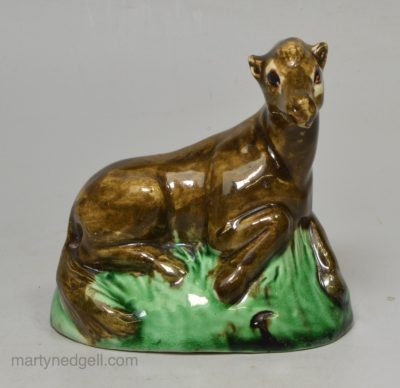 Creamware pottery figure of a horse decorated with colours under the glaze, circa 1790