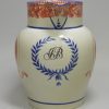 Pearlware pottery commemorative jug 'THE SPANISH PATRIOT COCKADE' , circa 1810