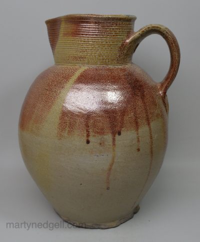 Large Fulham saltglaze stoneware jug, circa 1730-40