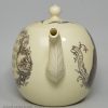 Wedgwood creamware pottery teapot decorated with a print of Wesley by Green of Liverpool, circa 1780