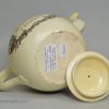 Wedgwood creamware pottery teapot decorated with a print of Wesley by Green of Liverpool, circa 1780