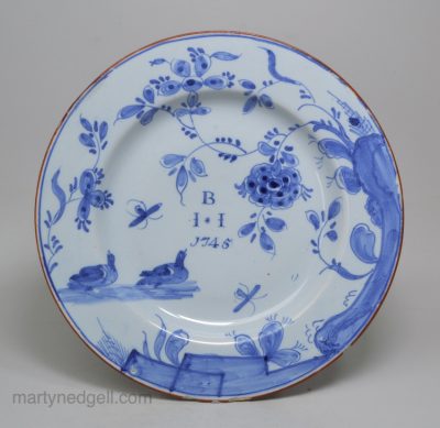 Liverpool delft marriage plate dated 1745