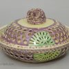 Creamware pottery covered reticulated dish, circa 1770