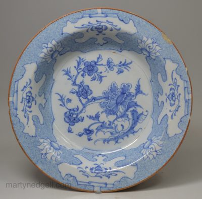 Liverpool delft soup plate, circa 1750