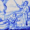Dutch Delft biblical tile, Moses and the brazen serpent, circa 1800