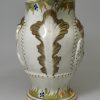 Prattware pottery jug moulded with the Miser and the Spendthrift, circa 1820