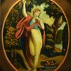 Reverse print on glass 'POMONA, Goddess of FRUITS', published June 4th 1800 by J Stampa