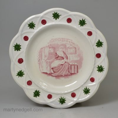 Child's pearlware pottery plate 'MY MOTHER', circa 1840