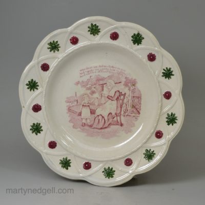 Child's pearlware pottery plate 'MY MOTHER', circa 1840