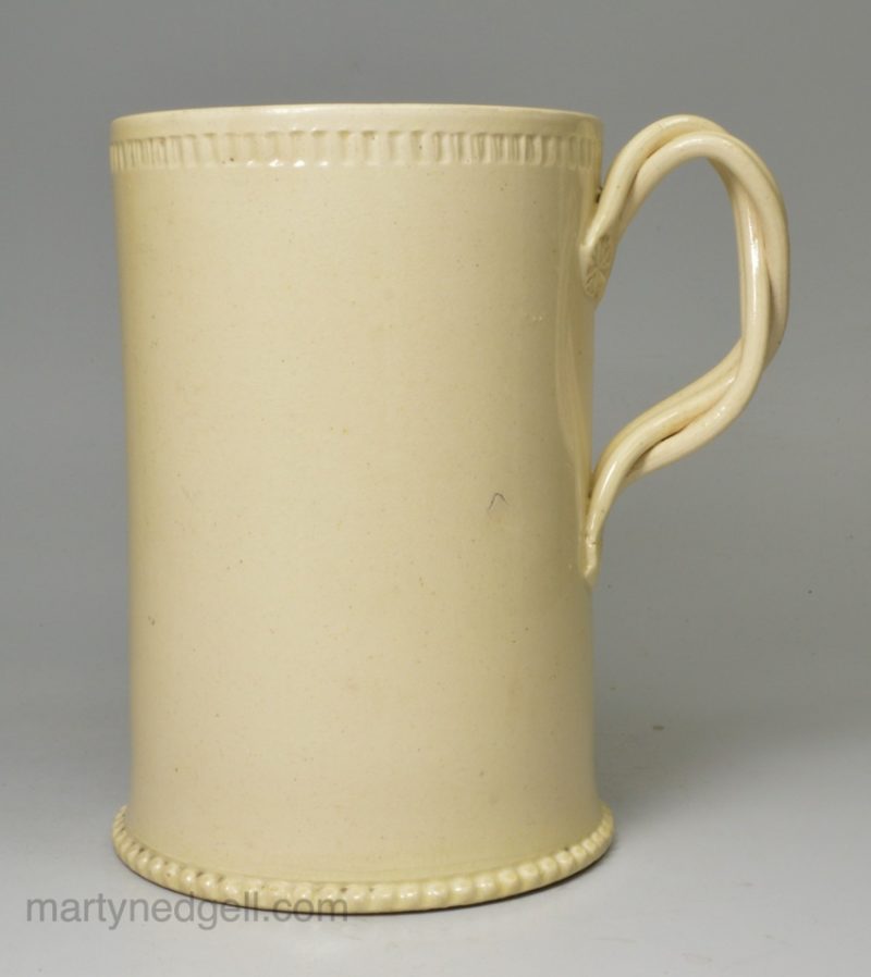 Creamware pottery tankard, circa 1780