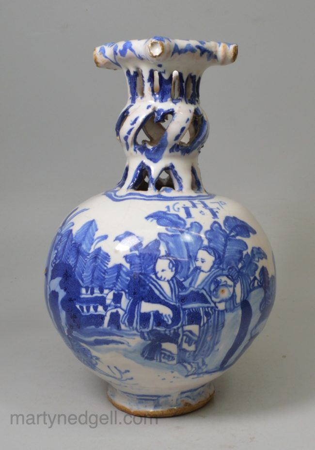 London delft marriage puzzle jug dated 1670