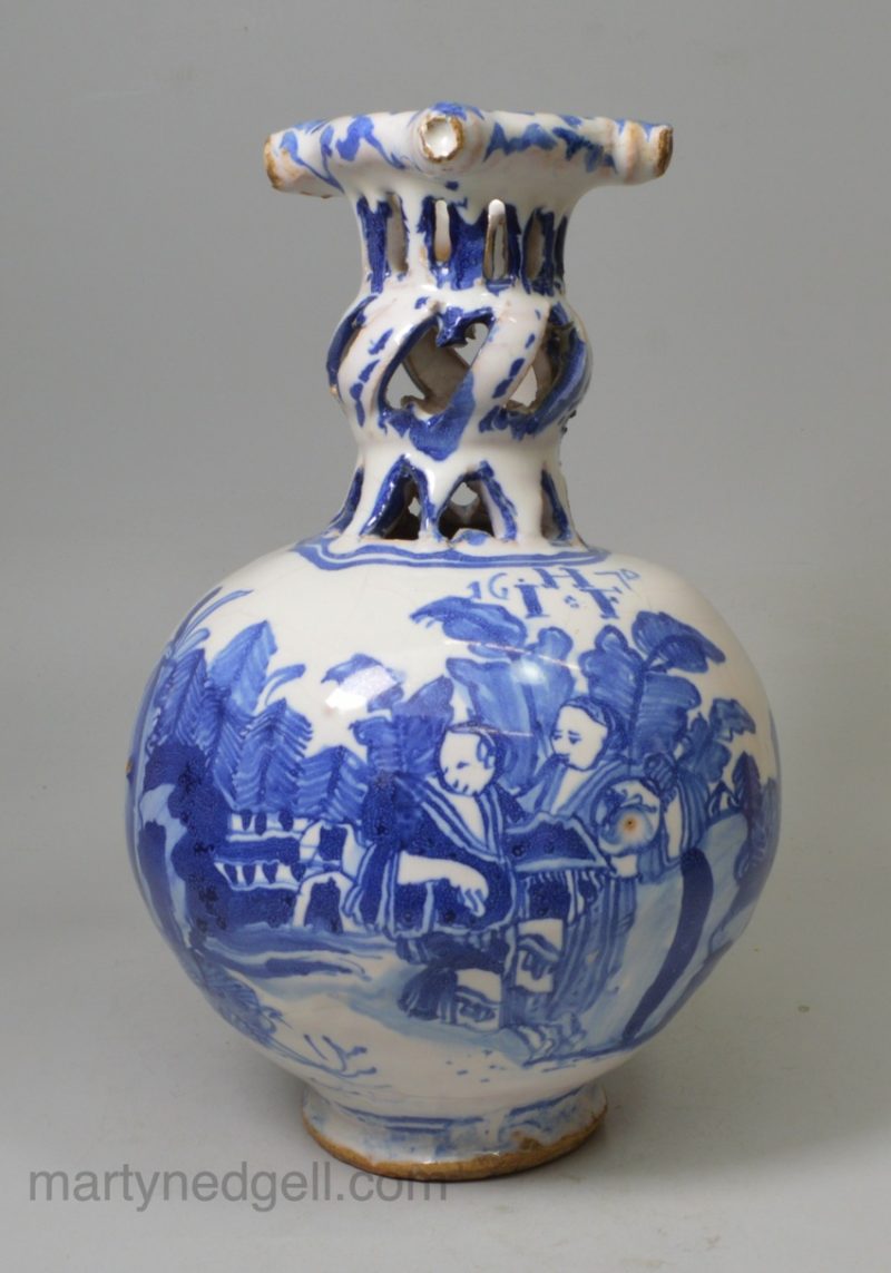London delft marriage puzzle jug dated 1670