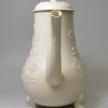 Staffordshire white saltglaze stoneware coffee pot, circa 1760