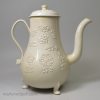 Staffordshire white saltglaze stoneware coffee pot, circa 1760