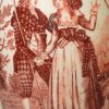 Creamware pottery jug decorated with a red print of a Scotsman and his Lass and 'THE BATCHELOR'S WISH', circa 1790