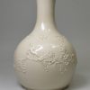 Staffordshire white saltglaze stoneware water bottle, circa 1760
