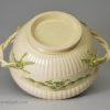 Pierced creamware pottery sauced tureen, ladle and stand, circa 1770