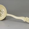 Pierced creamware pottery sauced tureen, ladle and stand, circa 1770