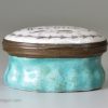 Bilston enamel patch box, 'A Trifle from WEYHILL', circa 1780