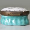 Bilston enamel patch box, 'A Trifle from WEYHILL', circa 1780