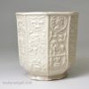 Staffordshire white saltglaze coffee cup moulded, circa 1760
