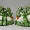 Pair of Yorkshire type prattware pottery deer, circa 1800