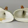 Pair of Yorkshire type prattware pottery deer, circa 1800