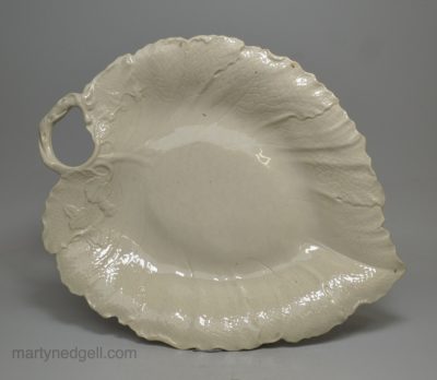 Leeds pearlware pottery leaf plate, circa 1880