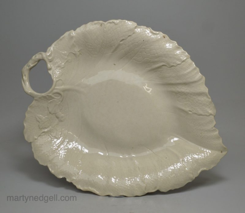 Leeds pearlware pottery leaf plate, circa 1880