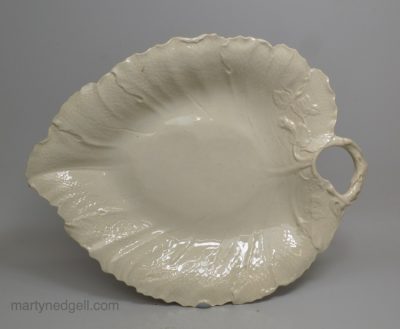Leeds pearlware pottery leaf plate, circa 1880