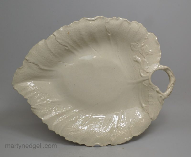 Leeds pearlware pottery leaf plate, circa 1880